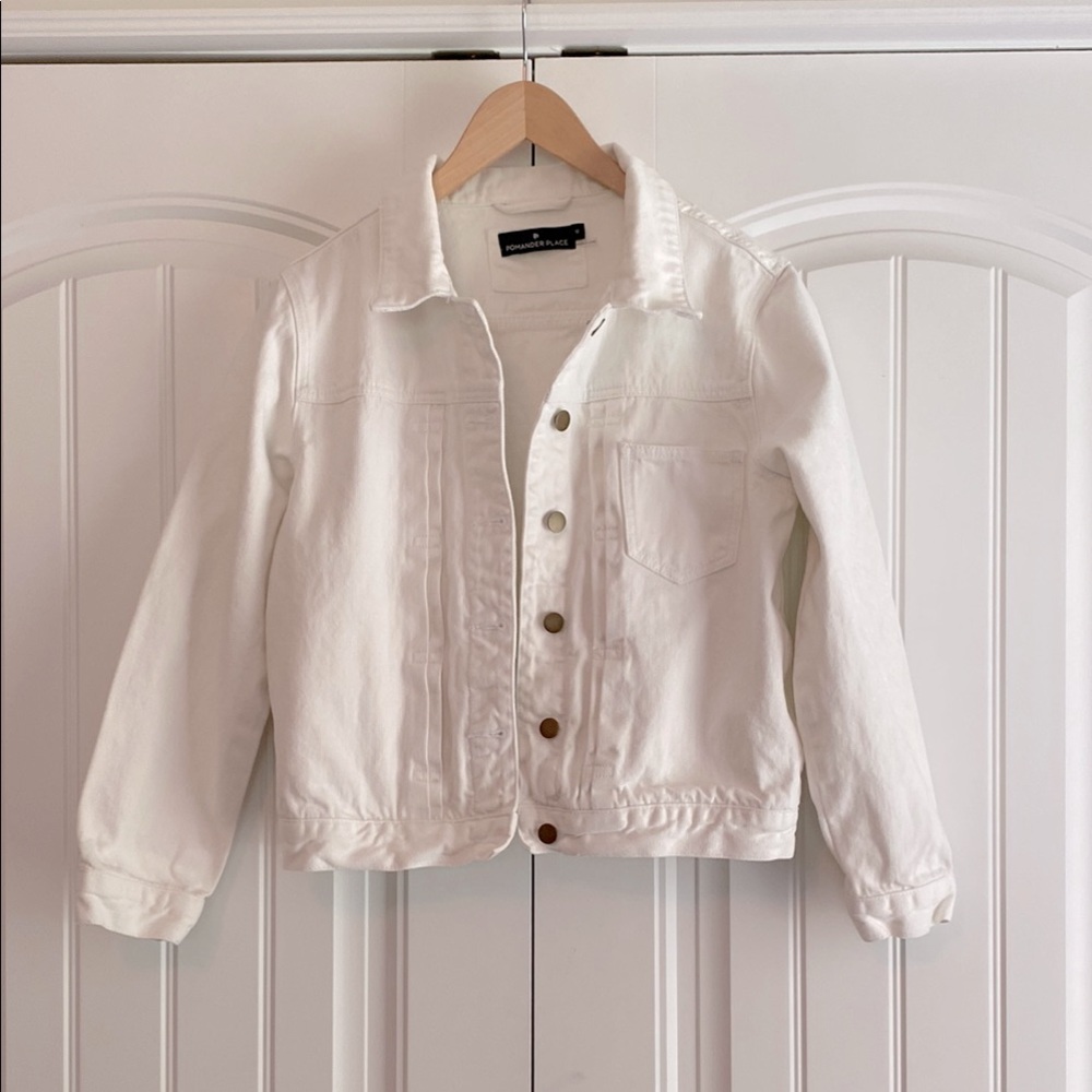 Pomander Place by‎ Tuckernuck White Denim Laurent Jacket Women's Size M - Picture 4 of 10